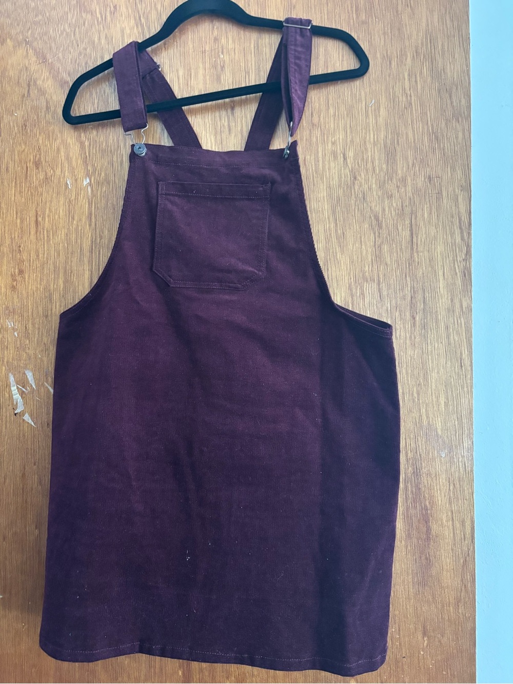 Vanilla Star Burgundy Corduroy Pinafore Dress